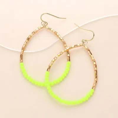 Fashnzfab Faceted Beaded Open Teardrop Dangle Earrings - Green