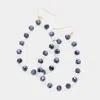 Fashnzfab Faceted Beaded Open Teardrop Dangle Earrings - Hematite, White In Black