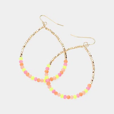 Fashnzfab Faceted Beaded Open Teardrop Dangle Earrings - Multi