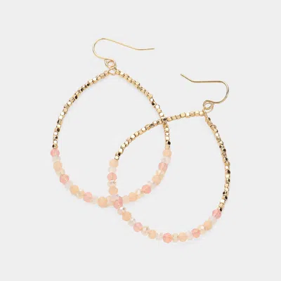Fashnzfab Faceted Beaded Open Teardrop Dangle Earrings - Multi In Gold