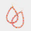 Fashnzfab Faceted Beaded Open Teardrop Dangle Earrings - Orange, Purple In Multi
