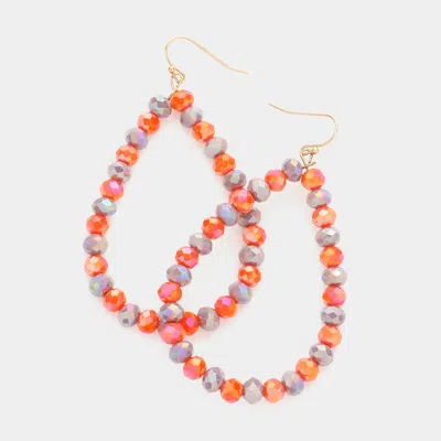 Fashnzfab Faceted Beaded Open Teardrop Dangle Earrings - Orange, Purple In Multi
