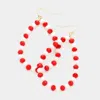 Fashnzfab Faceted Beaded Open Teardrop Dangle Earrings - Red, White In Red