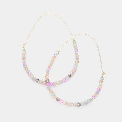 Fashnzfab Faceted Beaded Open Teardrop Earrings In Multi
