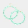 Fashnzfab Faceted Beaded Pointed Raffia Wrapped Open Circle Dangle Earrings In Green