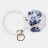 Fashnzfab Faceted Beaded Pom Pom Keychain / Bracelet Gray In Gray