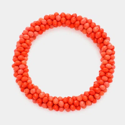 Fashnzfab Faceted Beaded Stretch Bracelet Pink