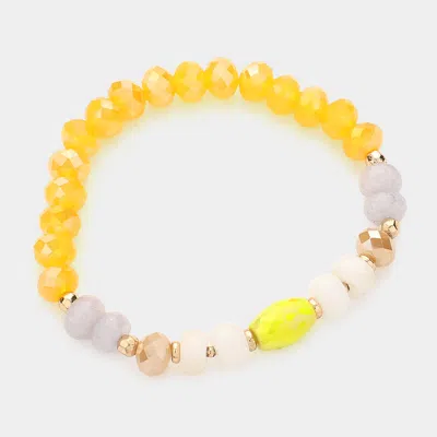 Fashnzfab Faceted Beaded Stretch Bracelet Yellow