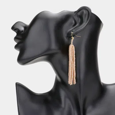 Fashnzfab Faceted Beaded Tassel Earrings In Pink