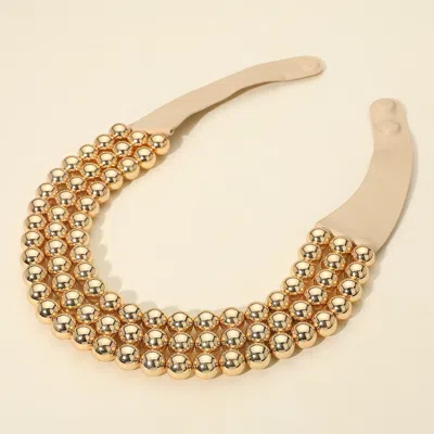 Fashnzfab Faceted Beaded Triple Layered Magnetic Collar Necklace In Gold