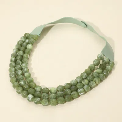 Fashnzfab Faceted Beaded Triple Layered Magnetic Collar Necklace In Green