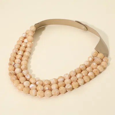 Fashnzfab Faceted Beaded Triple Layered Magnetic Collar Necklace In Neutral