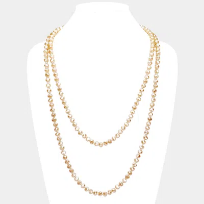 Fashnzfab Faceted Beaded Wrap Around Long Necklace In Gold