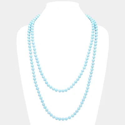 Fashnzfab Faceted Beaded Wrap Around Long Necklace In Blue