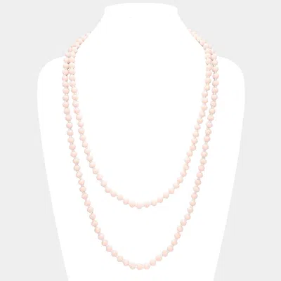 Fashnzfab Faceted Beaded Wrap Around Long Necklace In Pink