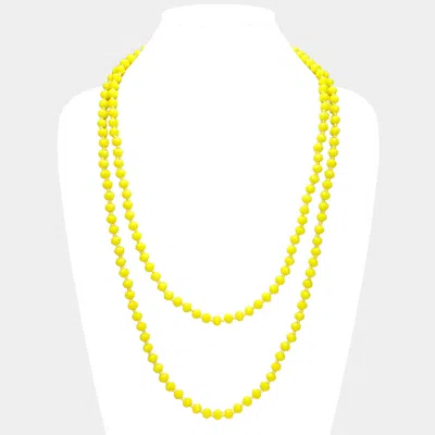 Fashnzfab Faceted Beaded Wrap Around Long Necklace In Yellow