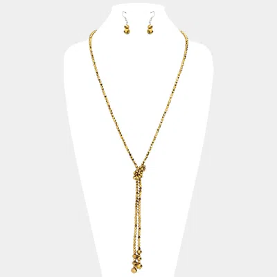 Fashnzfab Faceted Beaded Y Shaped Necklace In Gold