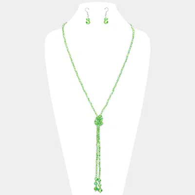 Fashnzfab Faceted Beaded Y Shaped Necklace In Multi