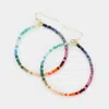 Fashnzfab Faceted Beads Open Circle Dangle Earrings In Multi