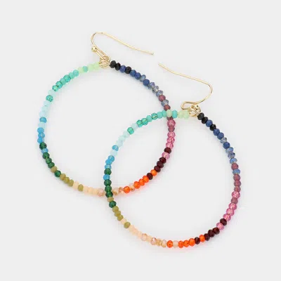 Fashnzfab Faceted Beads Open Circle Dangle Earrings In Multi