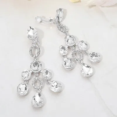 Fashnzfab Faceted Chandelier Statement Evening Clip On Earrings In Multi