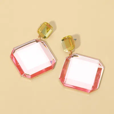 Fashnzfab Faceted Geometric Stone Drop Earrings In Multi