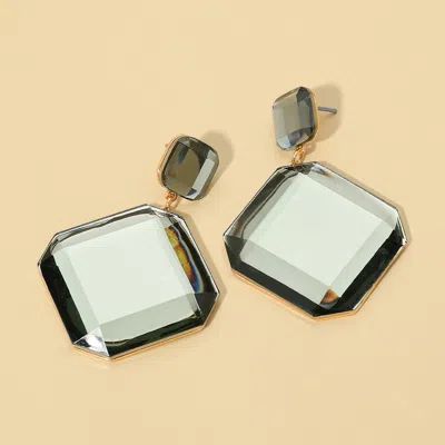 Fashnzfab Faceted Geometric Stone Drop Earrings In Purple