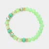 Fashnzfab Faceted Glass Beaded Stretch Bracelet Gold, Mint In Multi