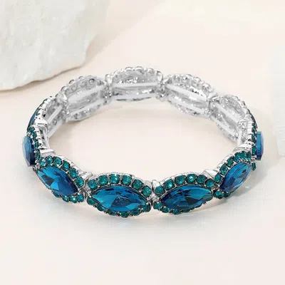 Fashnzfab Faceted Marquise Cut Stone Beaded Stretch Evening Bracelet In Burgundy