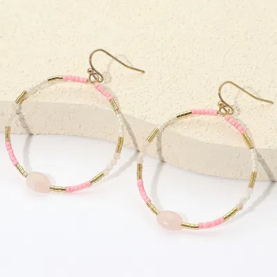 Fashnzfab Faceted Oval Bead Accent Heishi Beaded Open Ring Dangle Earrings In Multi