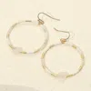 Fashnzfab Faceted Oval Bead Accent Heishi Beaded Open Ring Dangle Earrings In Silver