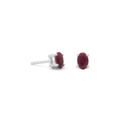 Fashnzfab Faceted Oval Corundum Earrings In Pink