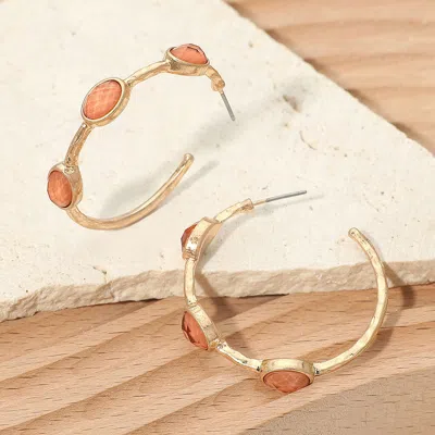 Fashnzfab Faceted Oval Stone Around Hoop Earrings In Gold