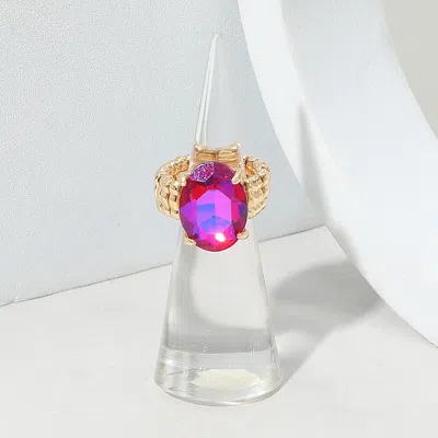 Fashnzfab Faceted Oval Stone Cluster Stretch Ring In Purple