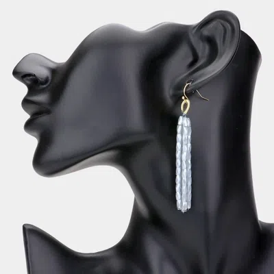 Fashnzfab Faceted Rectangle Beaded Tassel Dangle Earrings - Gray