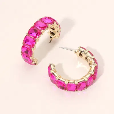 Fashnzfab Faceted Rectangular Gem Curved Hoop Earrings In Multi