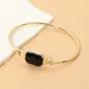 Fashnzfab Faceted Rectangular Stone Accent Bangle Bracelet In Multi