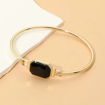 Fashnzfab Faceted Rectangular Stone Accent Bangle Bracelet In Multi