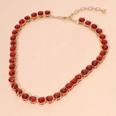 Fashnzfab Faceted Round Gem Link Evening Necklace In Multi