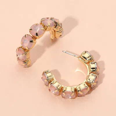 Fashnzfab Faceted Round Stone Hoop Earrings In Gold