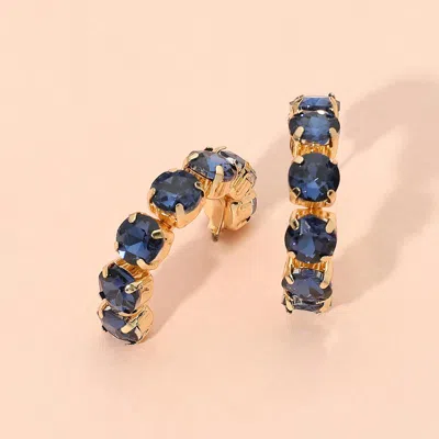 Fashnzfab Faceted Round Stone Hoop Earrings In Multi