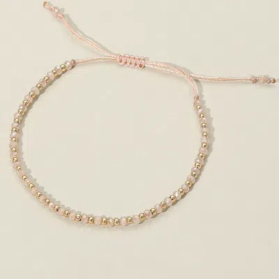 Fashnzfab Faceted Seed Beaded Cinch Pull Tie Bracelet Gold, Pink In Multi