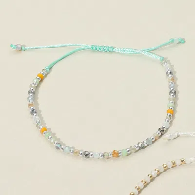 Fashnzfab Faceted Seed Beaded Cinch Pull Tie Bracelet Multi, Silver