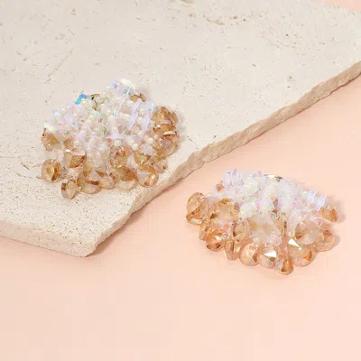 Fashnzfab Faceted Seed Beaded Cluster Earrings In Gold