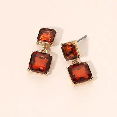 Fashnzfab Faceted Square Gem Link Drop Earrings In Multi