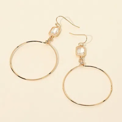 Fashnzfab Faceted Square Stone Accent Hoop Drop Dangle Earrings In Gold