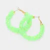 Fashnzfab Faceted Stone Beaded Hoop Earrings - Gold, Green In Green