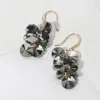 Fashnzfab Faceted Stone Cluster Dangle Earrings - Hematite In Gray