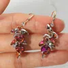 Fashnzfab Faceted Stone Cluster Dangle Earrings In Pink