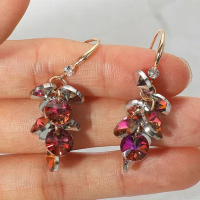 Fashnzfab Faceted Stone Cluster Dangle Earrings In Pink